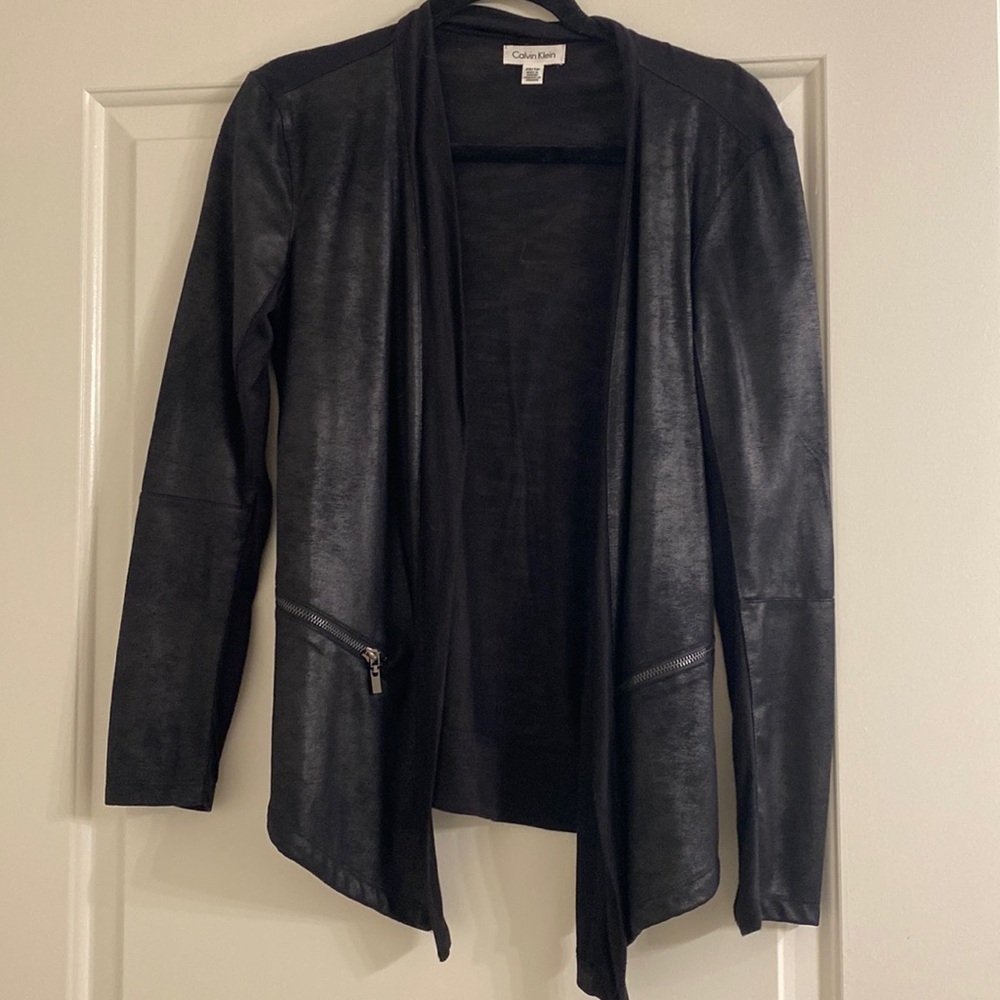 Calvin Klein Coated Front Cardigan Jacket with Zip Pockets